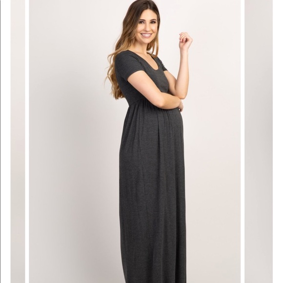 Pinkblush Dresses & Skirts - Pinkblush Charcoal Solid Short Sleeve Maxi Dress Pinkblush Dresses & Skirts - Pinkblush Charcoal Solid Short Sleeve Maxi Dress